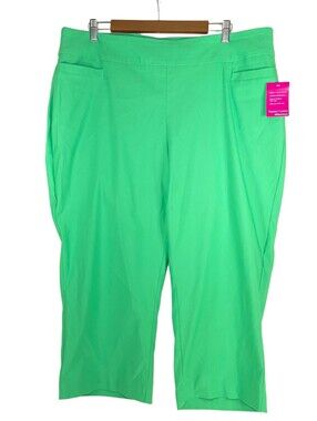 Kim Rogers Womens Green Pull-on Capri Pants Tummy Control Stretchy Plus – Sz 20W